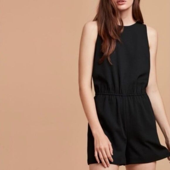 Aritzia Wilfred Rive Cinched Waist Romper in Black Size Large - Picture 2 of 9
